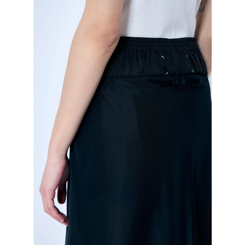 Maison Margiela Satin Midi Rok met Organza Trim Black Dames