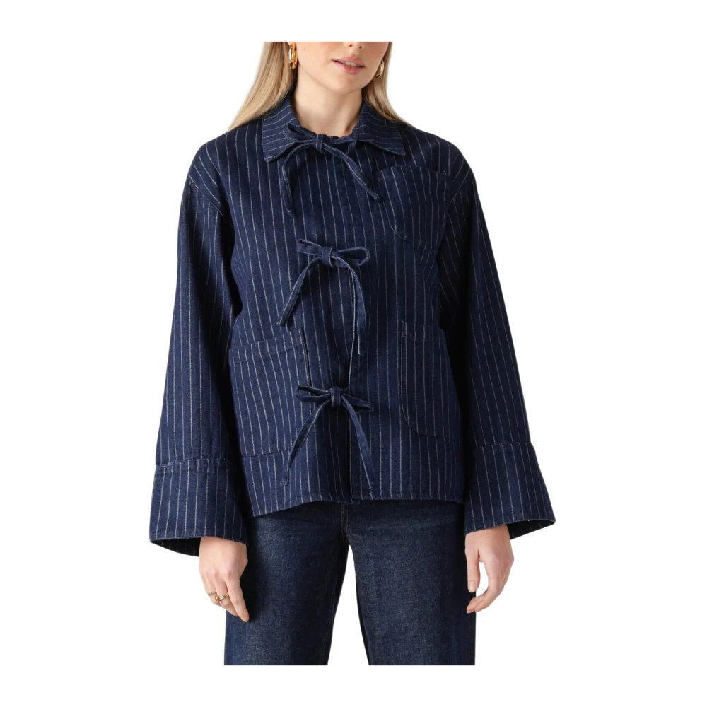 NEO NOIR Gestreepte Starlie Blouse Blue Dames