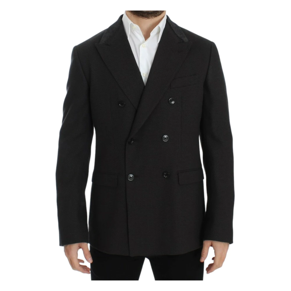 Dolce & Gabbana Men's Black Blazers,, Brown Wool Slim Fit Blazer Medium