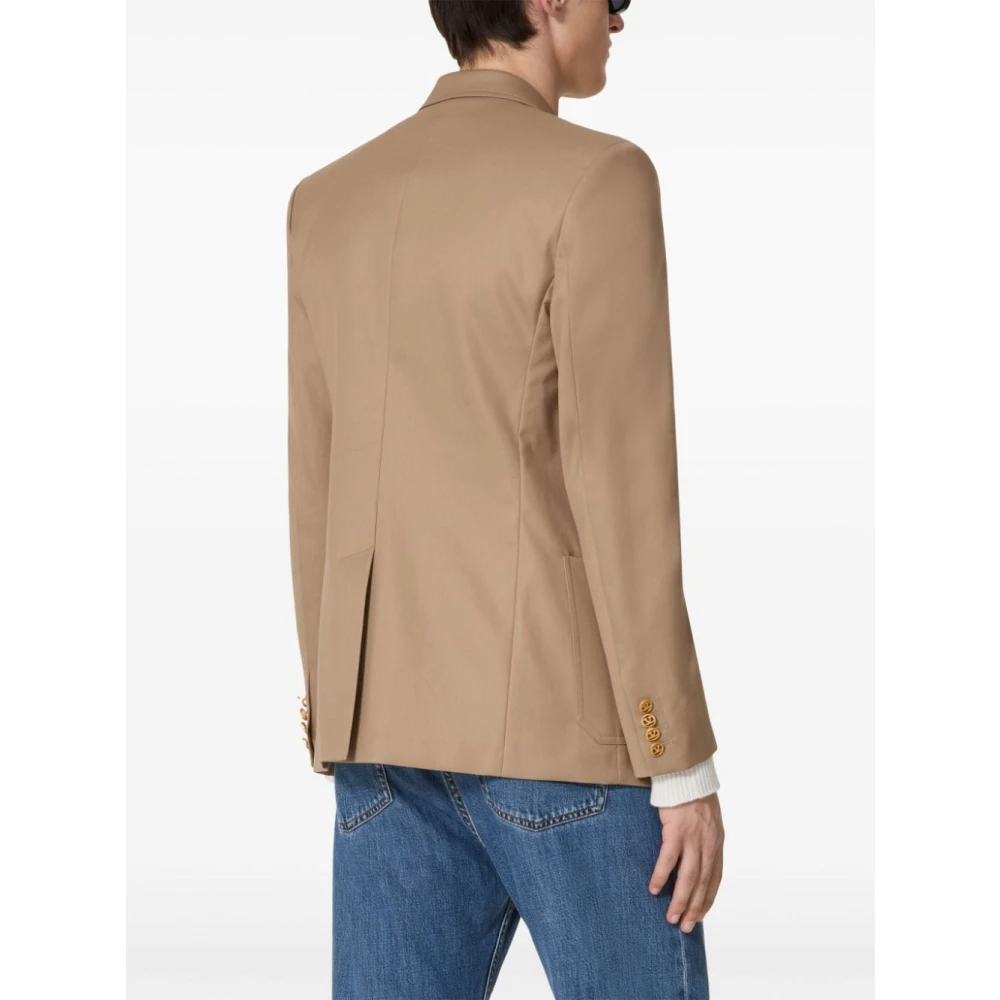 Valentino Donker Beige Blazer met Gouden Knopen Beige Heren