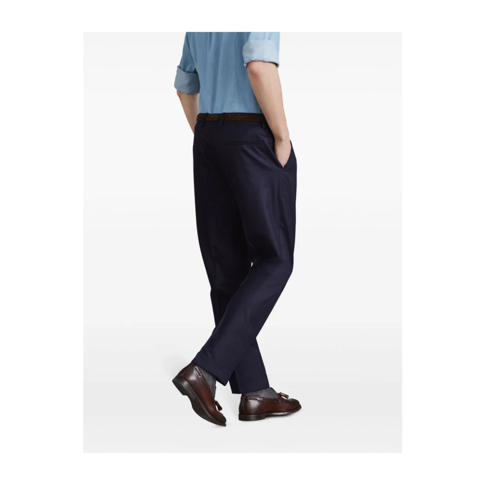 BRUNELLO CUCINELLI Navy Blauwe Katoenen Broek Blue Heren