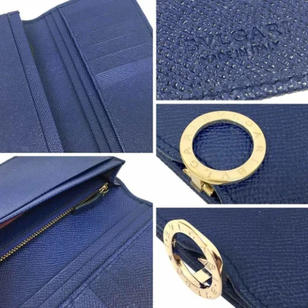Bvlgari Vintage Pre-owned Leather wallets Blue Dames