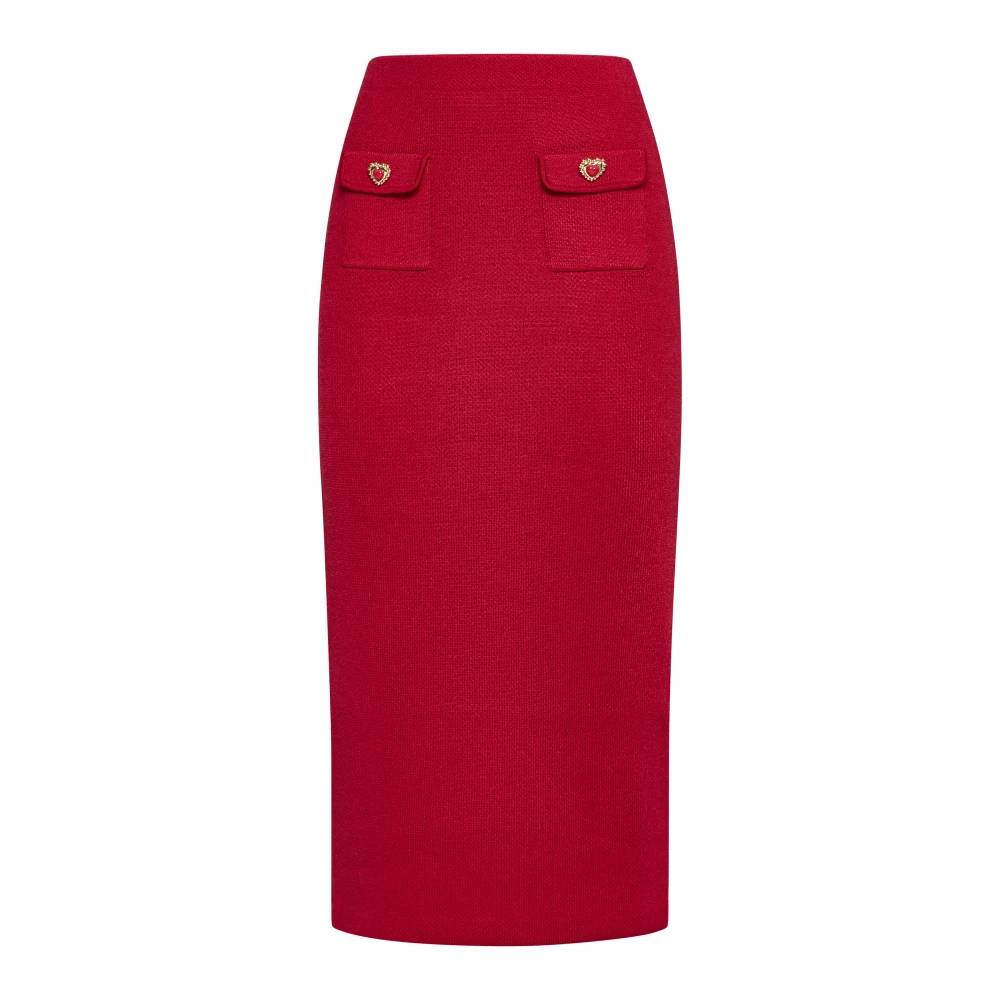 Self Portrait Rode Hartgeknoopte Midi Rok Red Dames