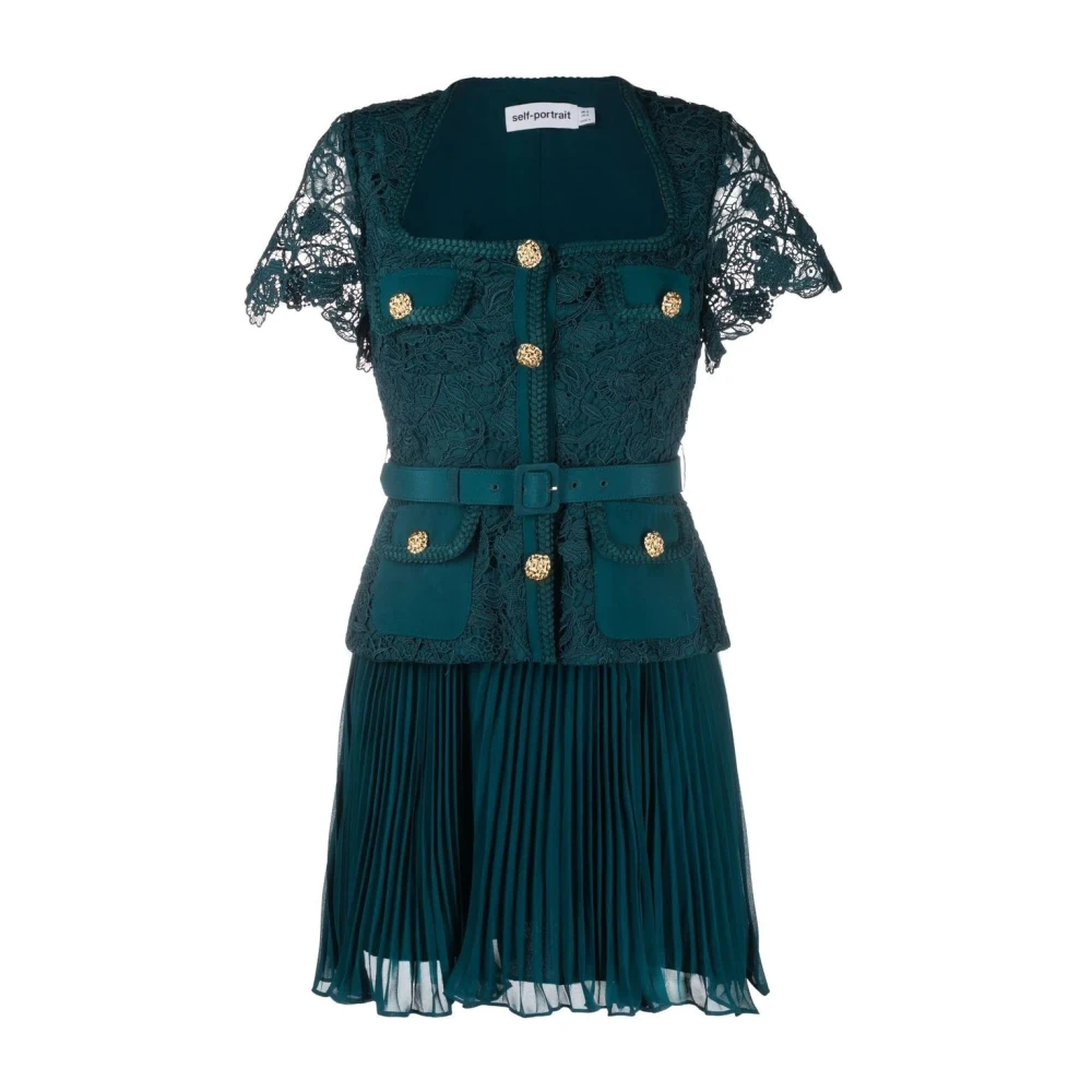Self Portrait Elegante Groene Kant Mini Jurk Green Dames
