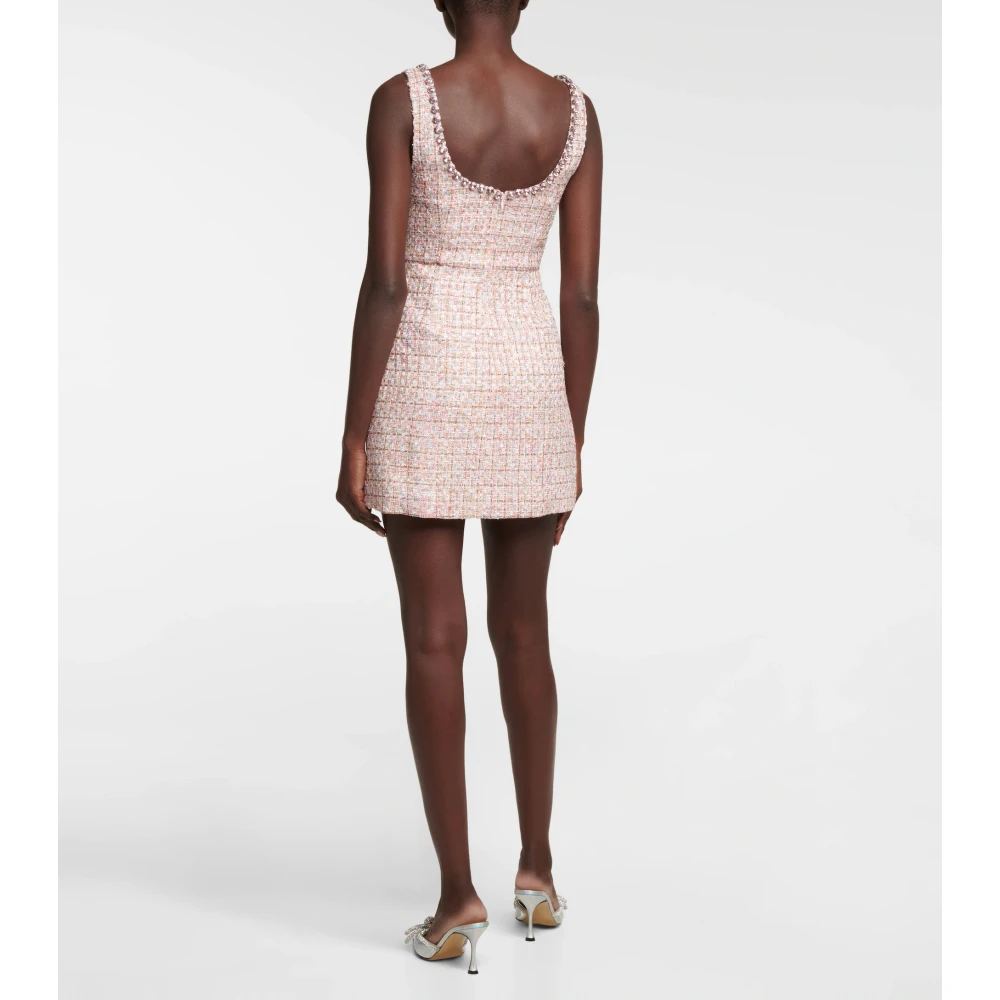 Self Portrait Roze Bouclé Versierde Jurk Pink Dames