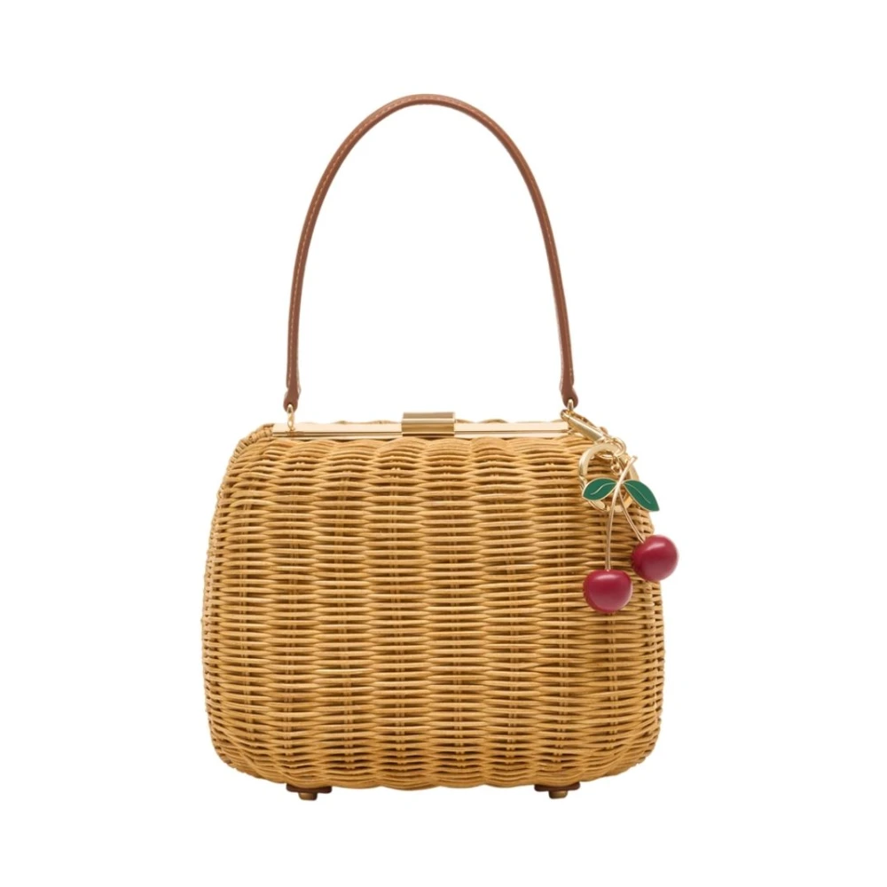 Self Portrait Brun Rattan Cherry Charm Mini Bag