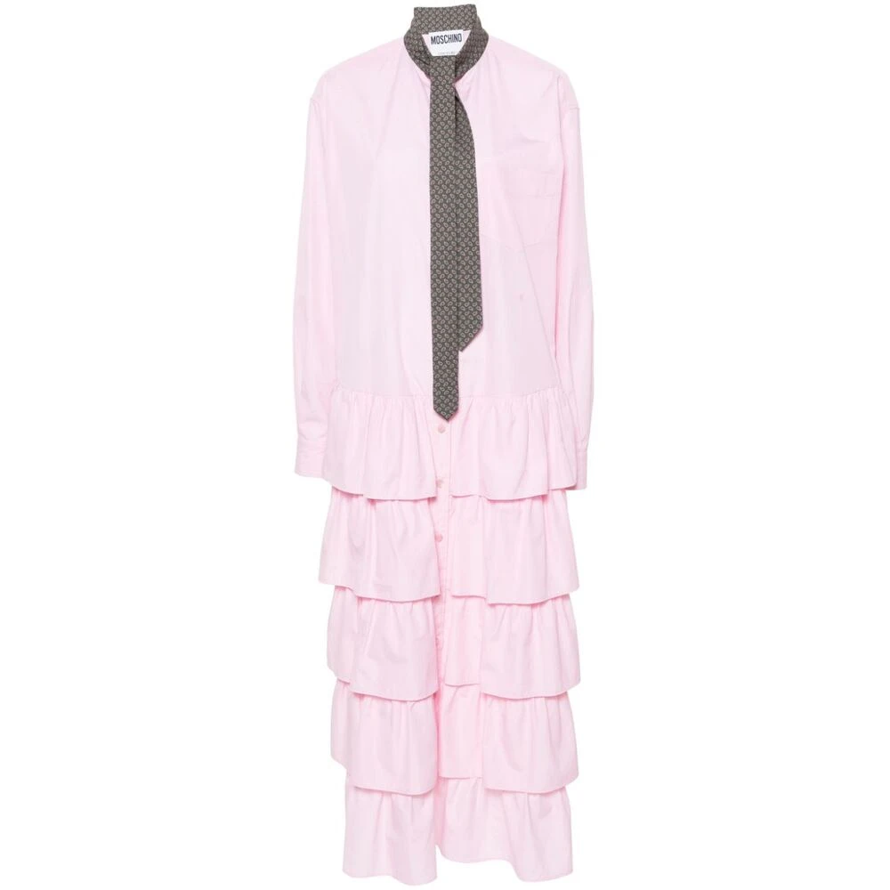 Moschino Roze Gerimpelde Jurk Pink Dames