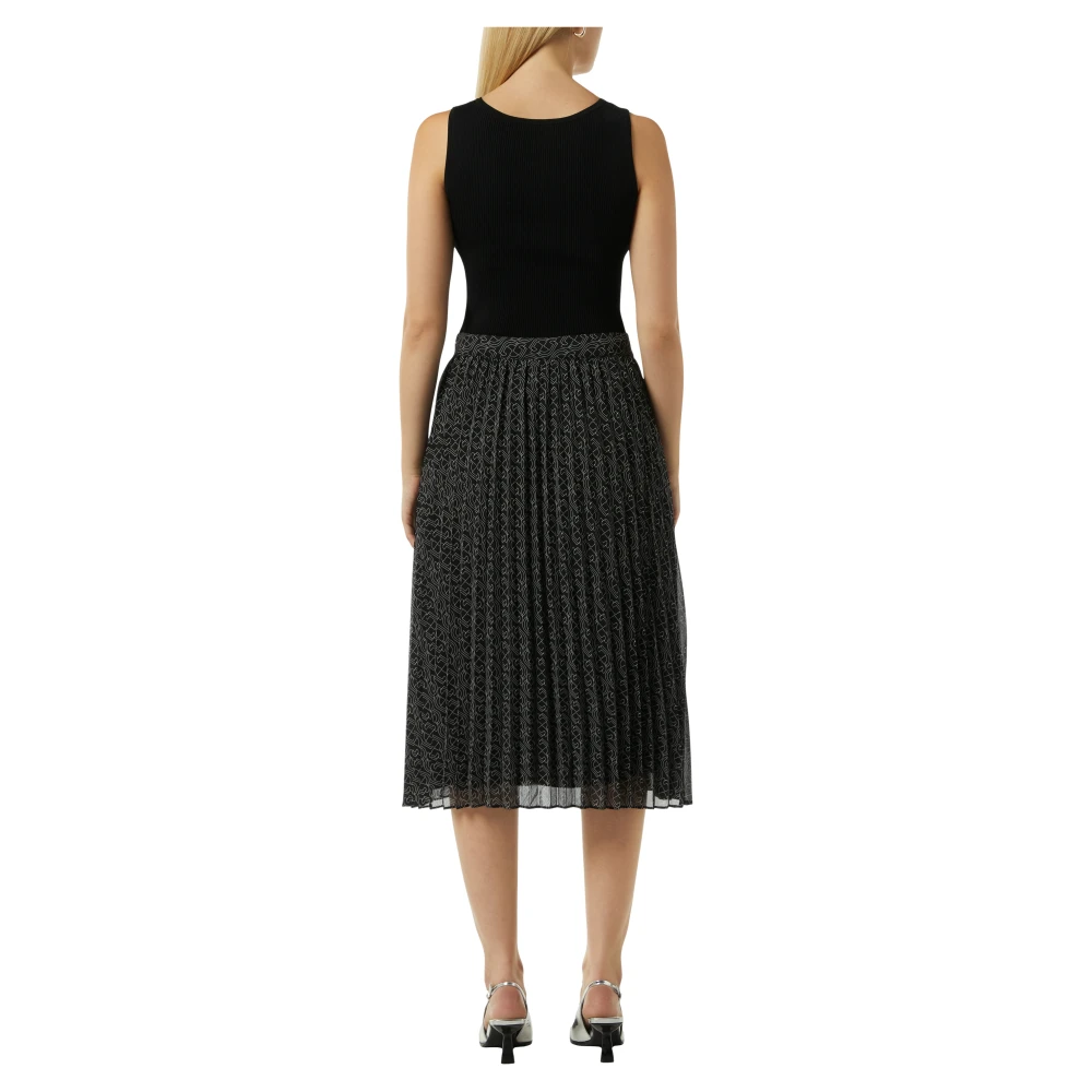comma Geplooide rok met logopatroon Black Dames