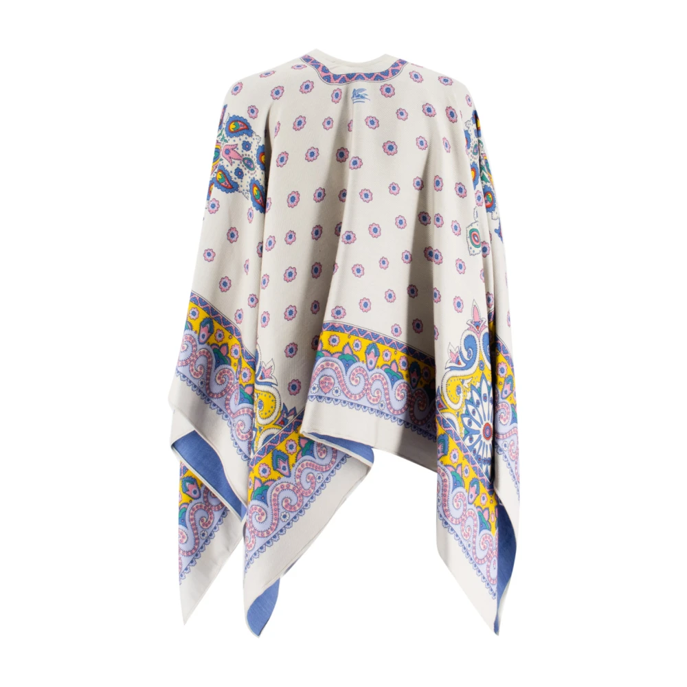 ETRO Bloemen Jacquard Wollen Cape Multicolor Dames
