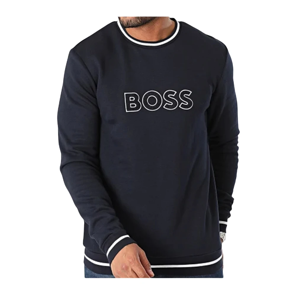 Hugo Boss Blå Rund Hals Sweatshirt Blue, Herr