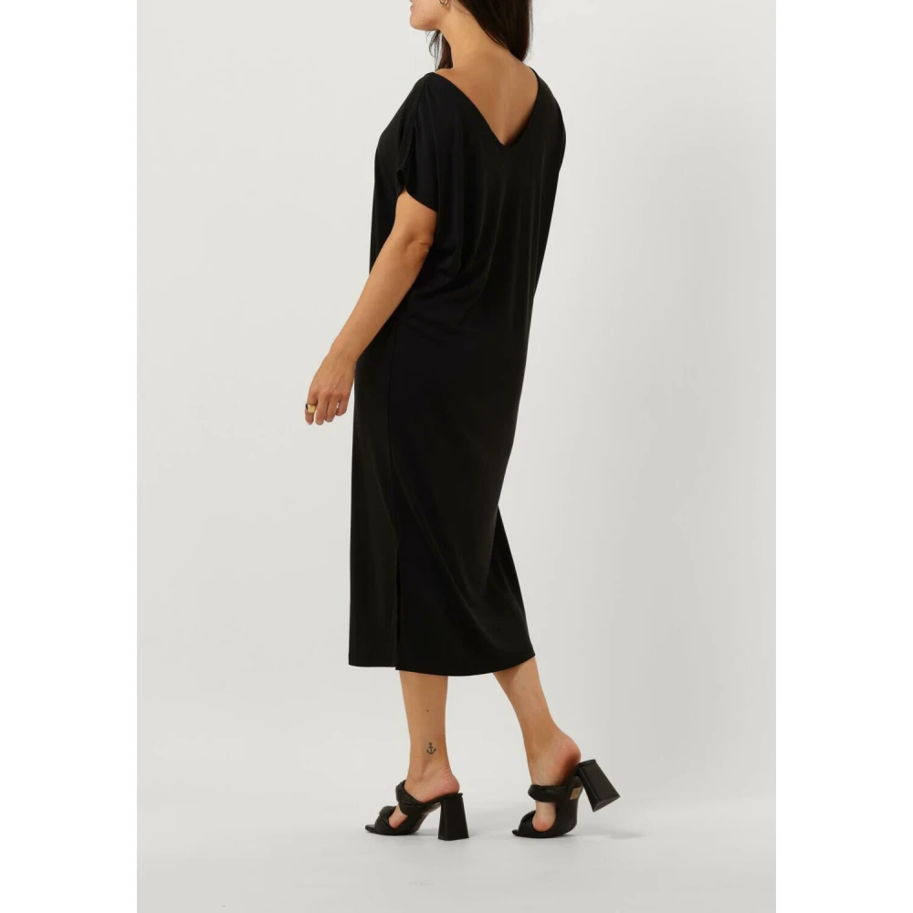 Minus Boat Neck Short Sleeve Midi Jurk Black Dames