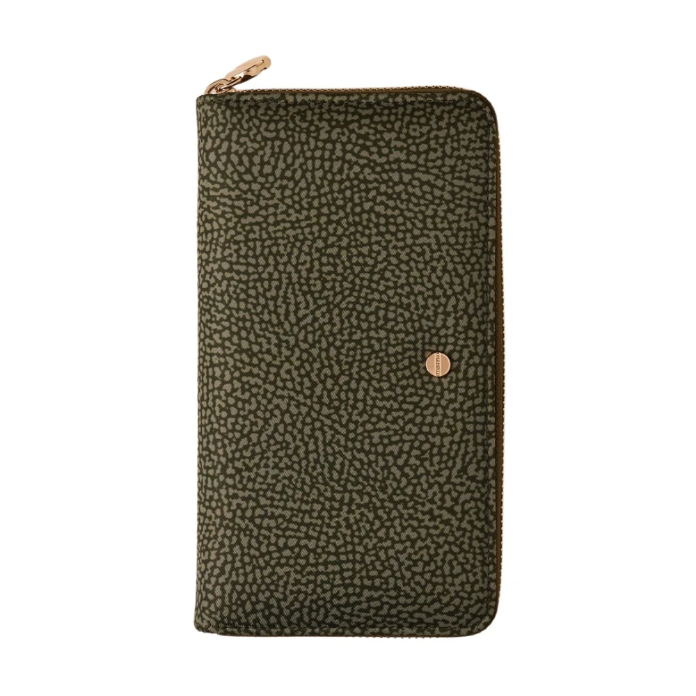 Borbonese Grote portemonnee met ritssluiting in legergroen Green Dames