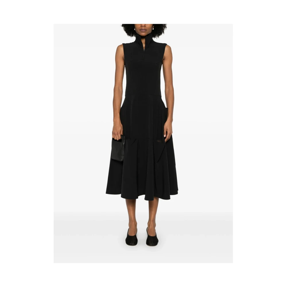 Y-3 Zwarte Mouwloze Jurk met Zakken Black Dames