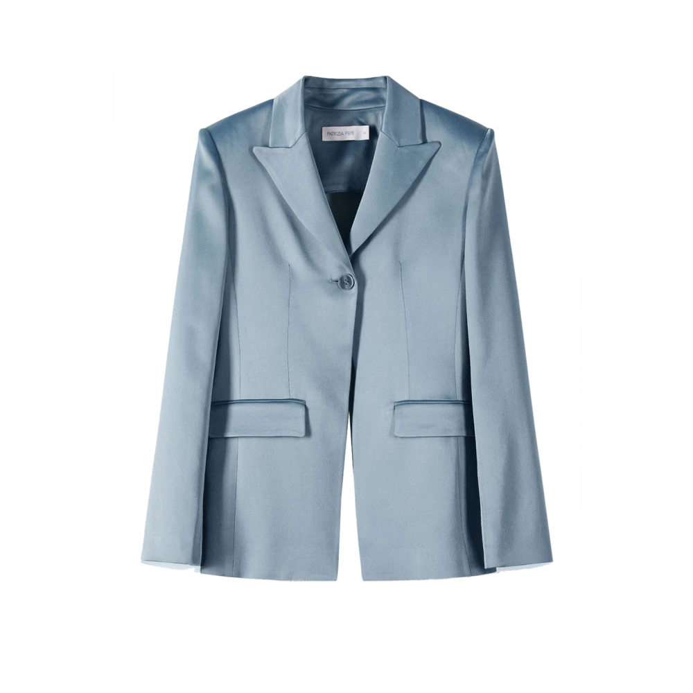 Patrizia Pepe Women's Blue Satin Blazer With Cut-Out - Blazers - L - Jackets