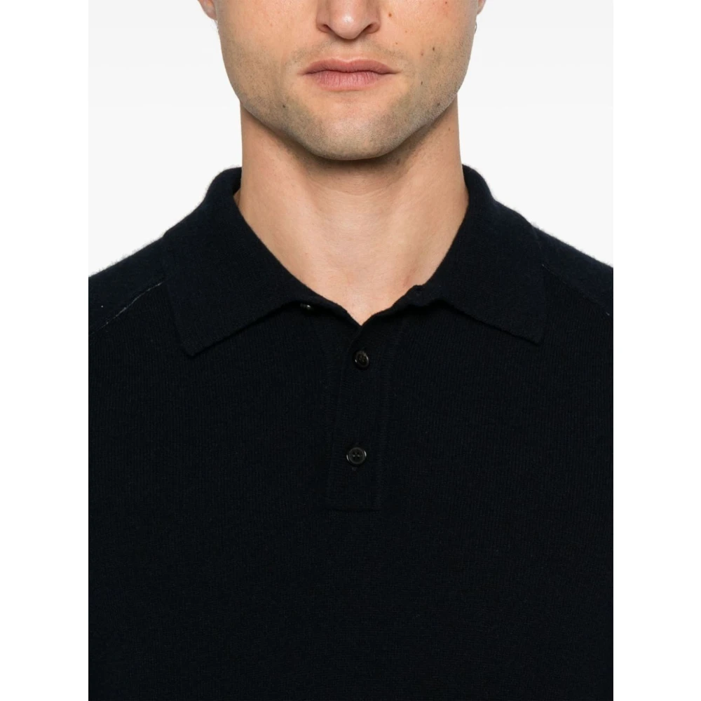 Roberto Collina Blauwe Merinowol Gebreide Poloshirt Blue Heren