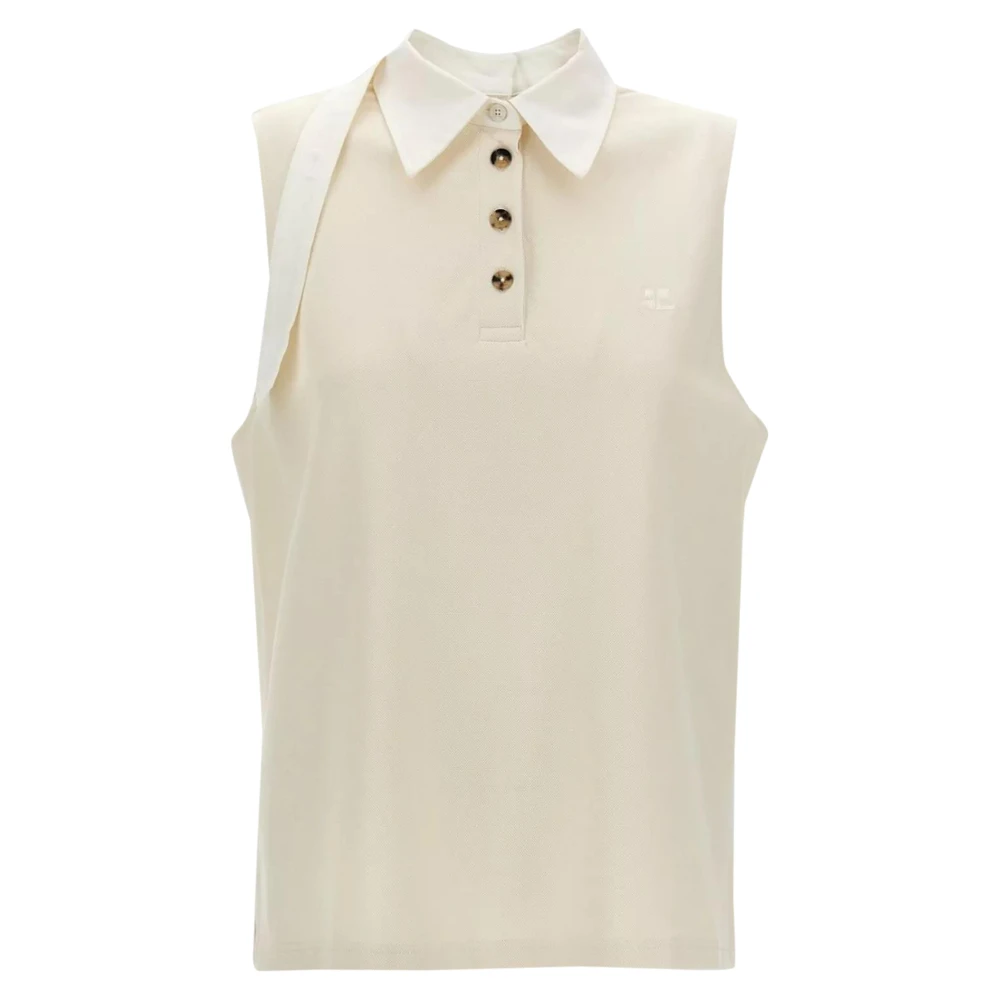 Courrèges Ärmlös Polotröja Beige, Dam