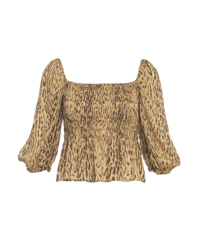 animal-print-flared-top-brown