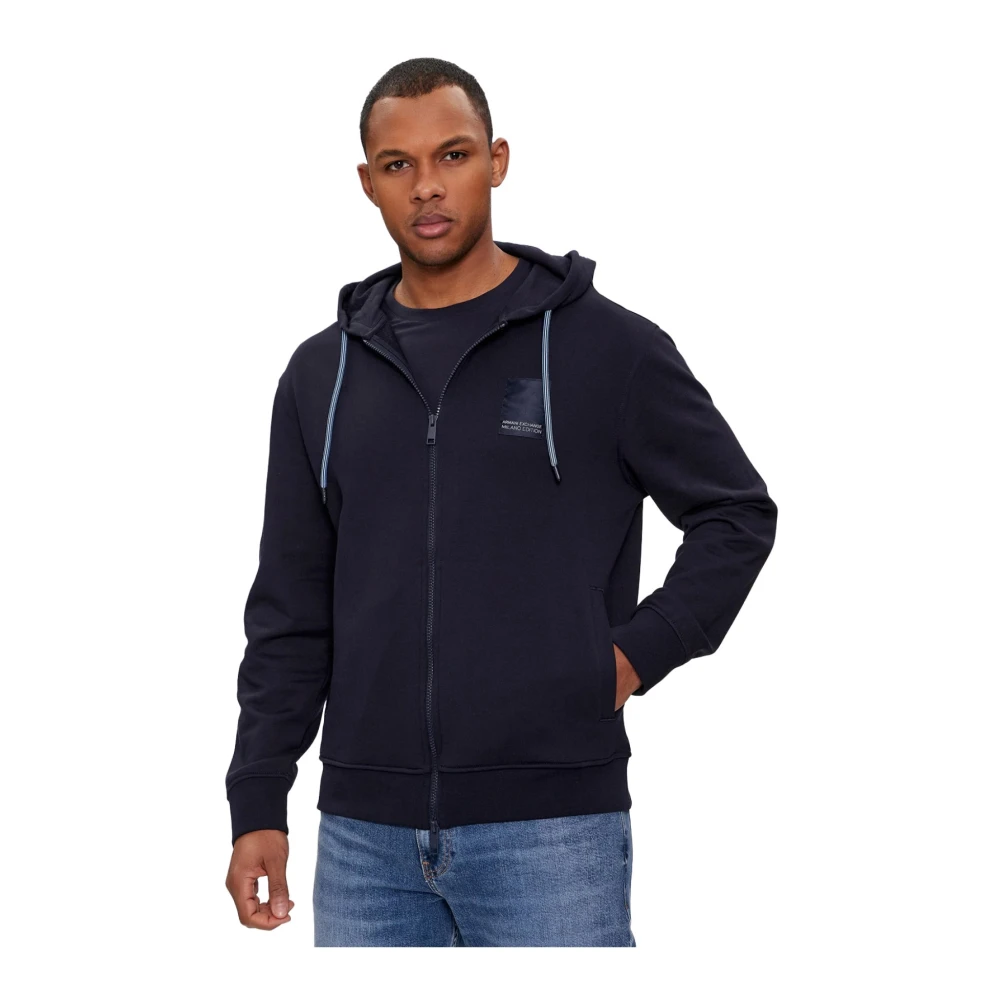 Armani Exchange Katoenen vest met capuchon en rits Black Heren