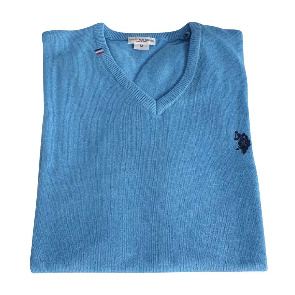U.s. Polo Assn. Men's Blue Scollo V - V-Neck Knitwear - 2XL - Knitwear