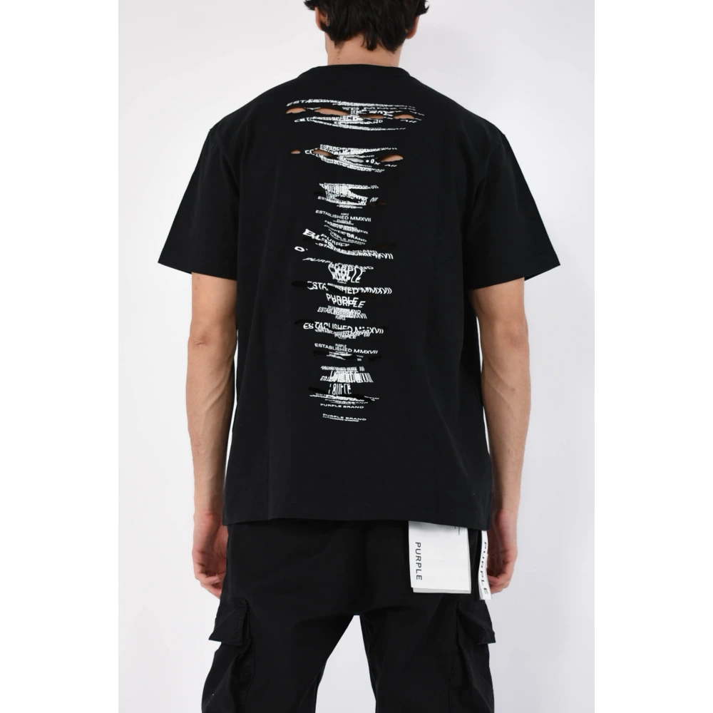 Purple Brand Zwarte Katoenen T-shirt Oversized Fit Black Heren
