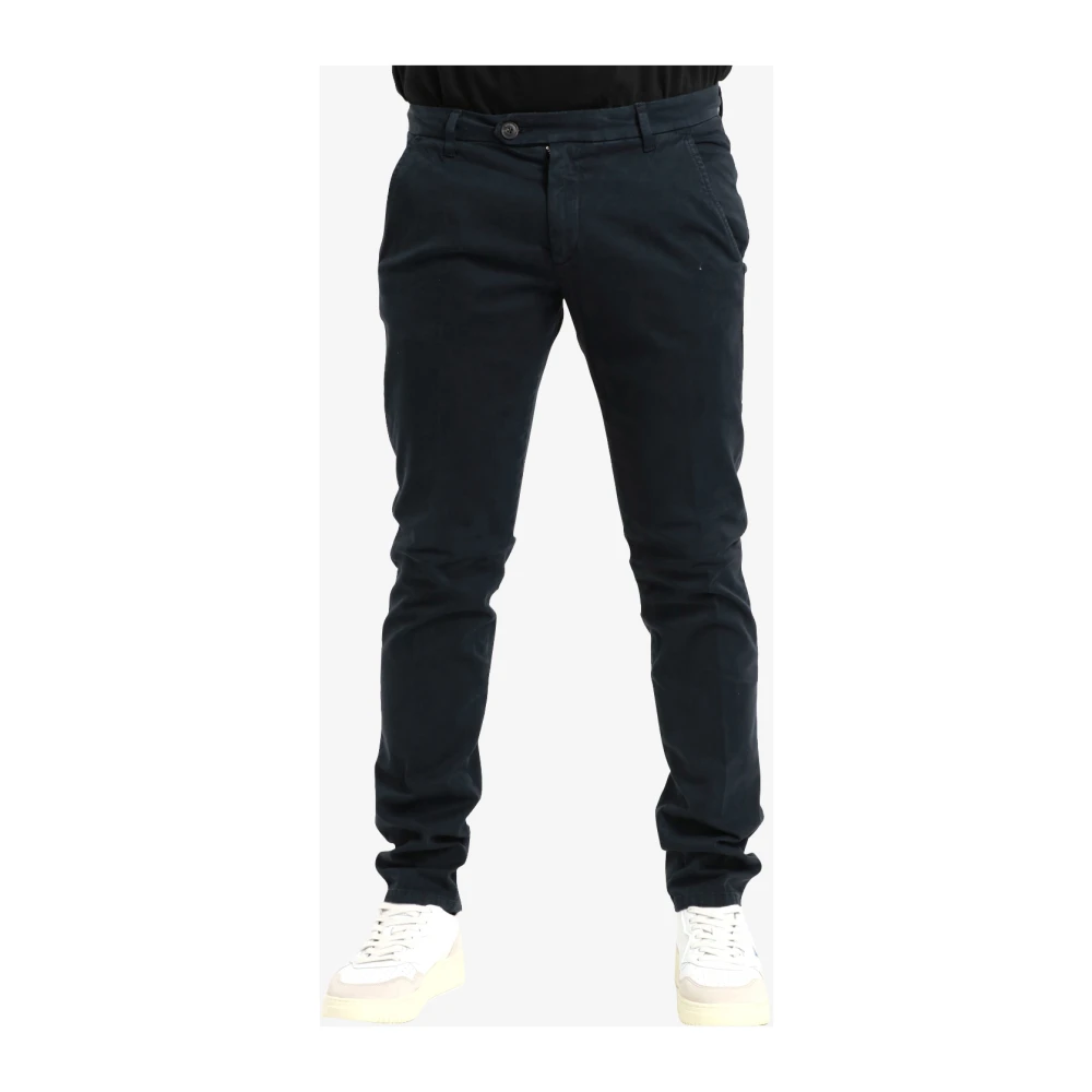 Roy Roger's Blauwe Katoenen Broek Slim Fit Blue Heren