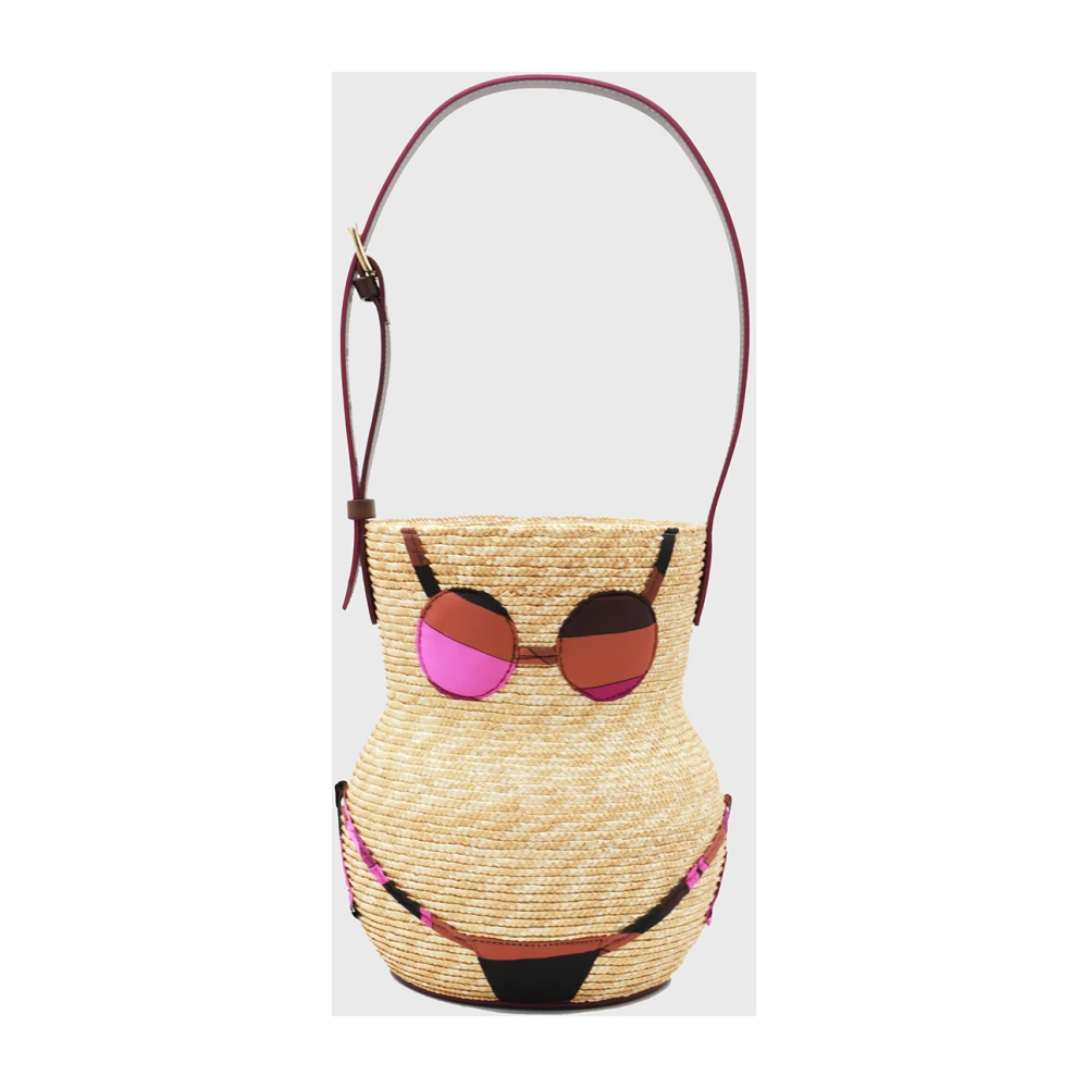 EMILIO PUCCI Natuurlijke Raffia Satchel met Voorvak Beige Dames