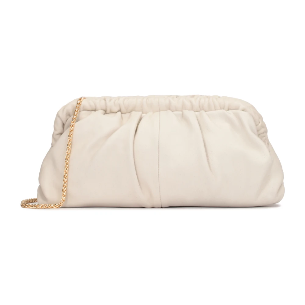 Kazar Leren tas met metalen frame Beige Dames