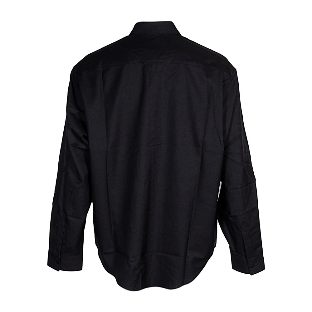 Laneus Flanellen overshirt. Italiaanse stijl. Over fit. Black Heren