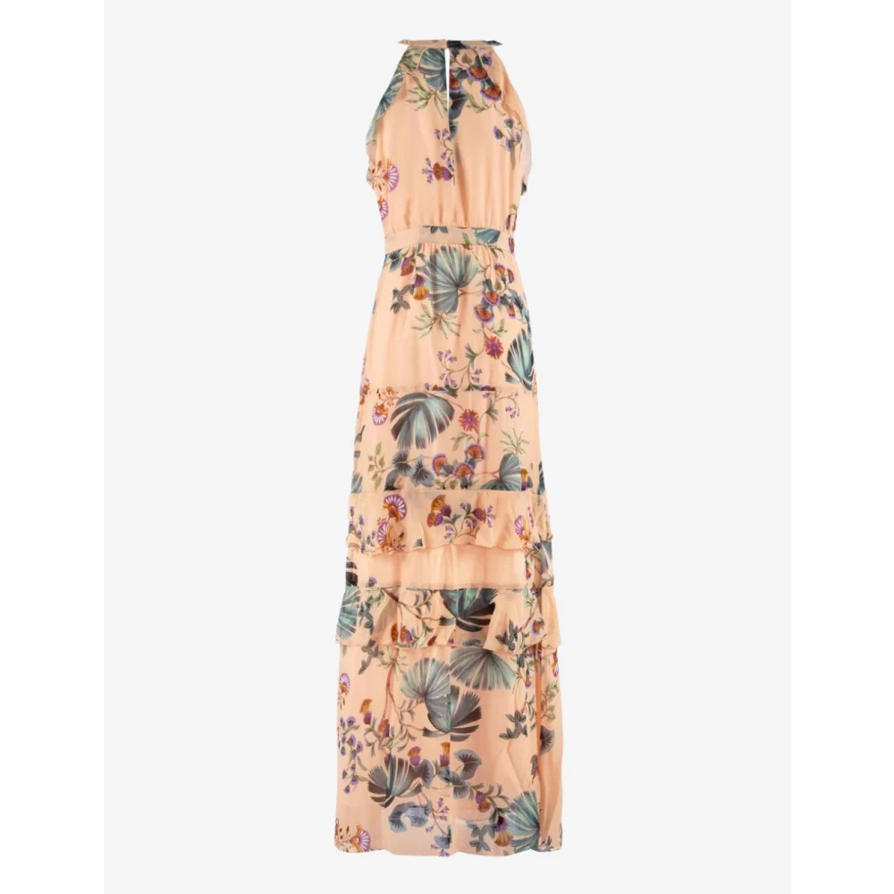 Nenette Lange jurk met ruches en botanische print Multicolor Dames