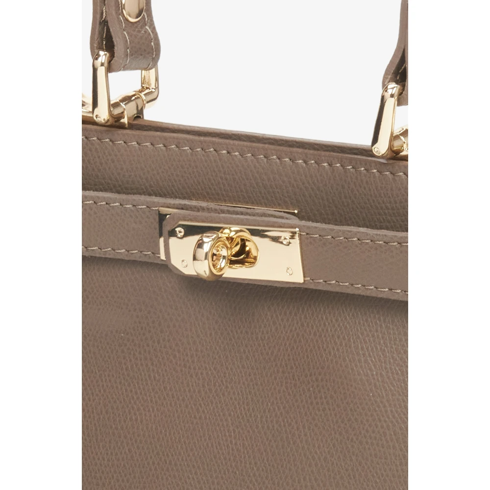 Estro Bruine Satchel Handtas gemaakt van Premium Italiaans Echt Leer Brown Dames