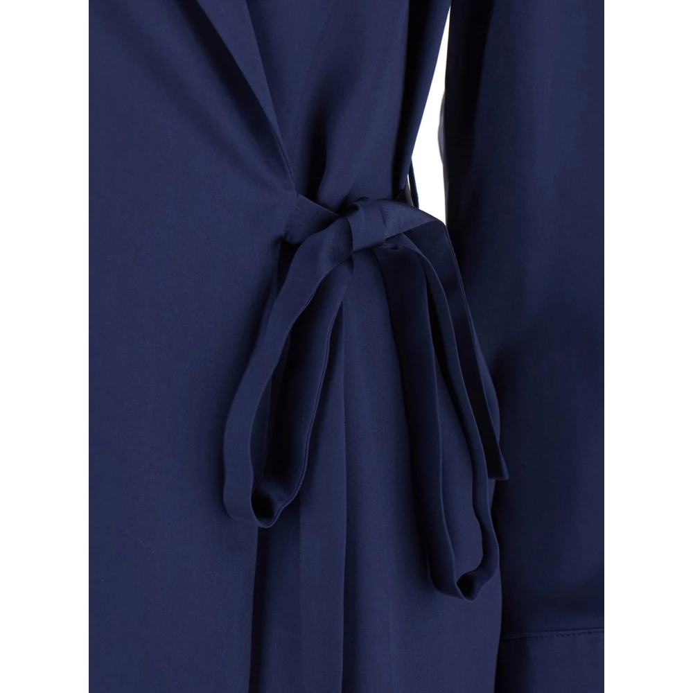 Momoni Donkerblauwe Zijden Jas met Peak Revers Blue Dames