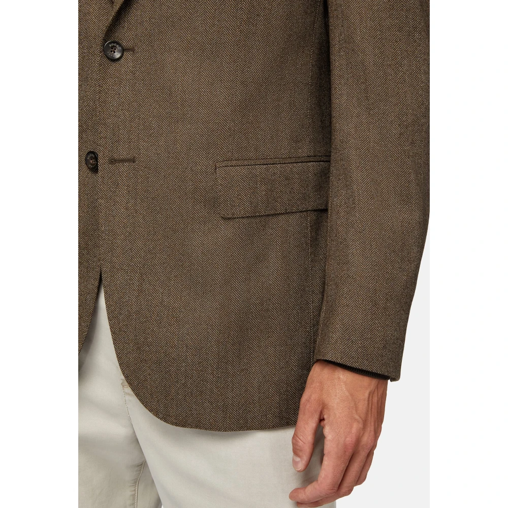 Boggi Milano Stretch Wool Jas Brown Heren