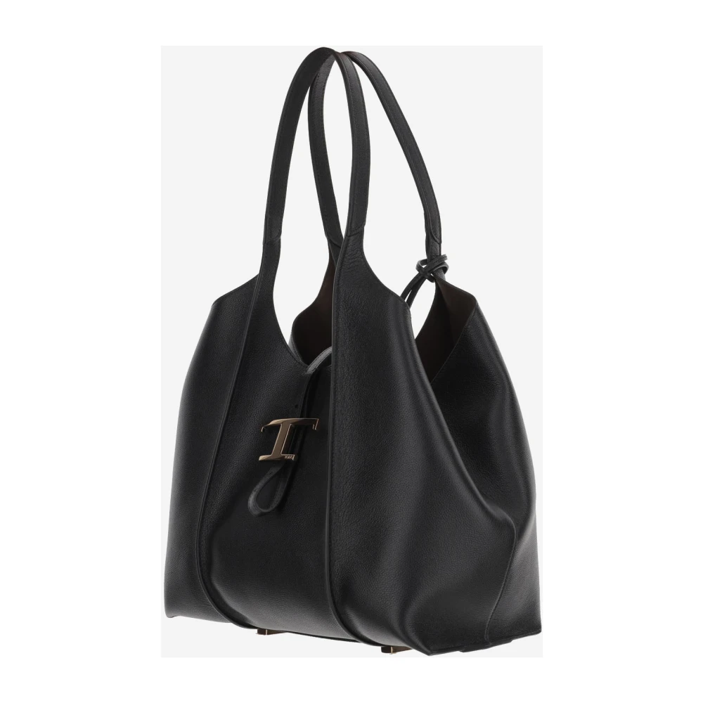 TOD'S Tijdloze leren hobo T-tas Black Dames