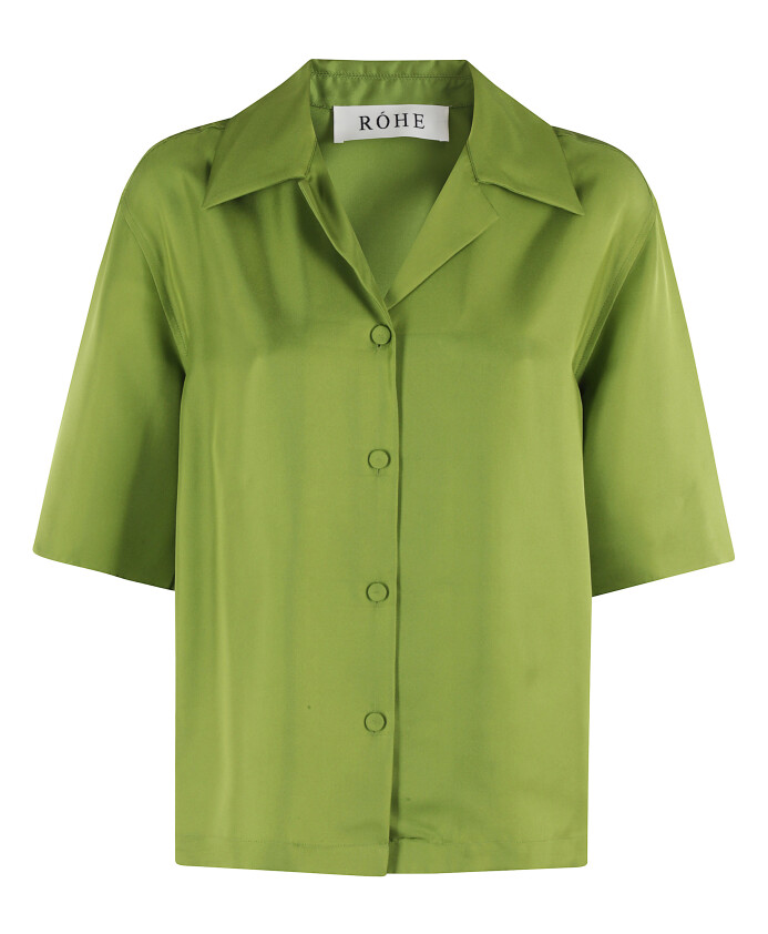 chemise-en-soie-verte-col-pointu