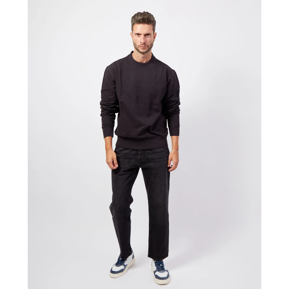 Boss Zwarte Crewneck Sweater Orange Collectie Black Heren