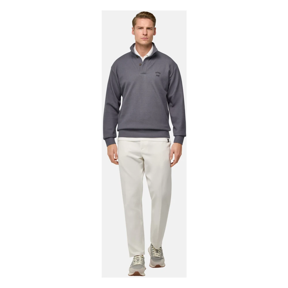 Boggi Milano Mock Polo Neck Sweatshirt van katoenmix Gray Heren