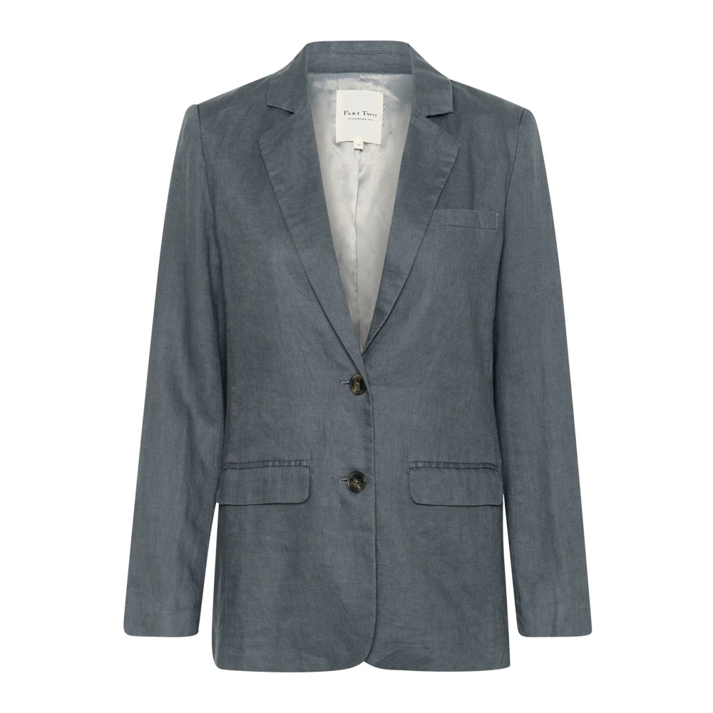 Part Two Linnen Blazer Jas Turbulence Blue Dames
