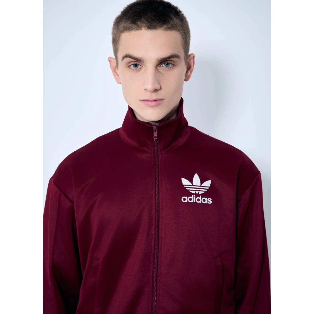 Adidas Logo Zip-Up Sweatshirt Red Heren