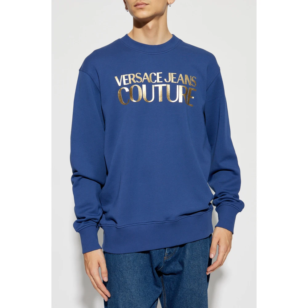Versace Jeans Couture Sweatshirt met logo Blue Heren
