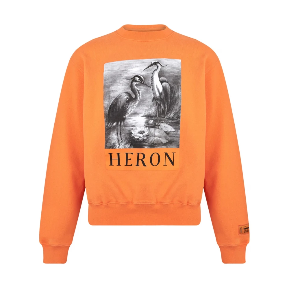 Heron Preston Logo Crewneck Sweatshirt Orange Black Katoen Orange Heren