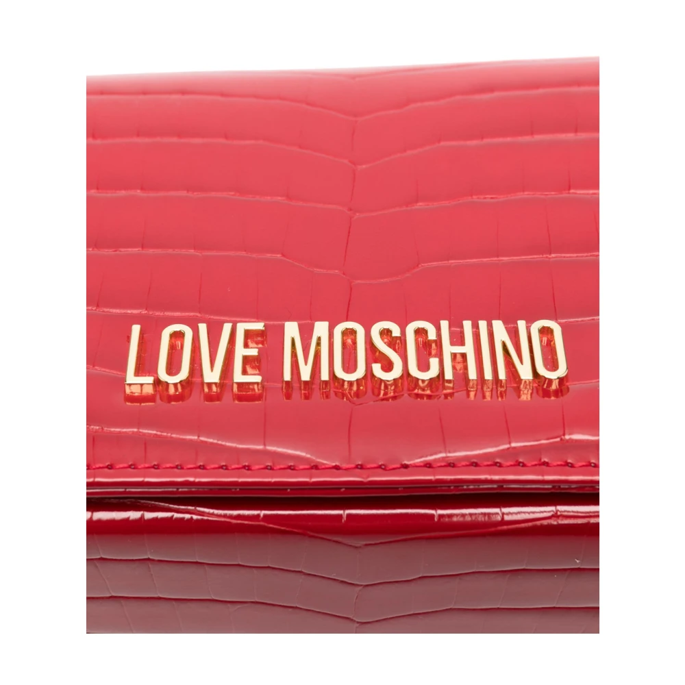 Love Moschino Rode Krokodil-geëmbosseerde Schoudertas Red Dames