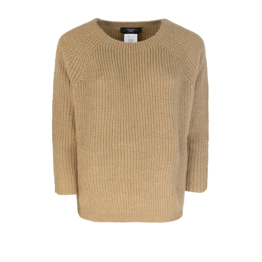 Max Mara Brun Crewneck Tröja Mohair Blandning Brown, Dam