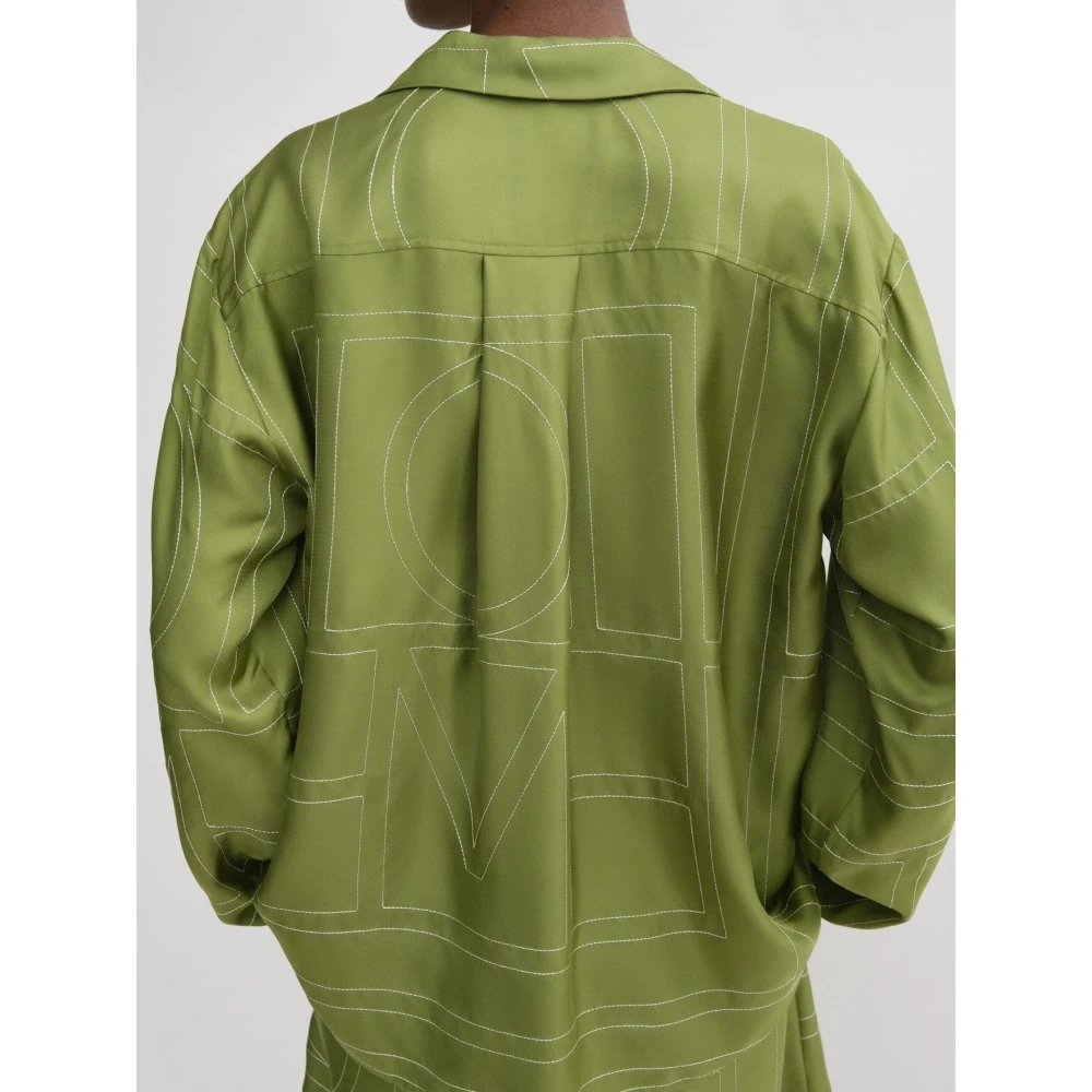 TotêMe Zijden Monogram PJ Top Green Dames