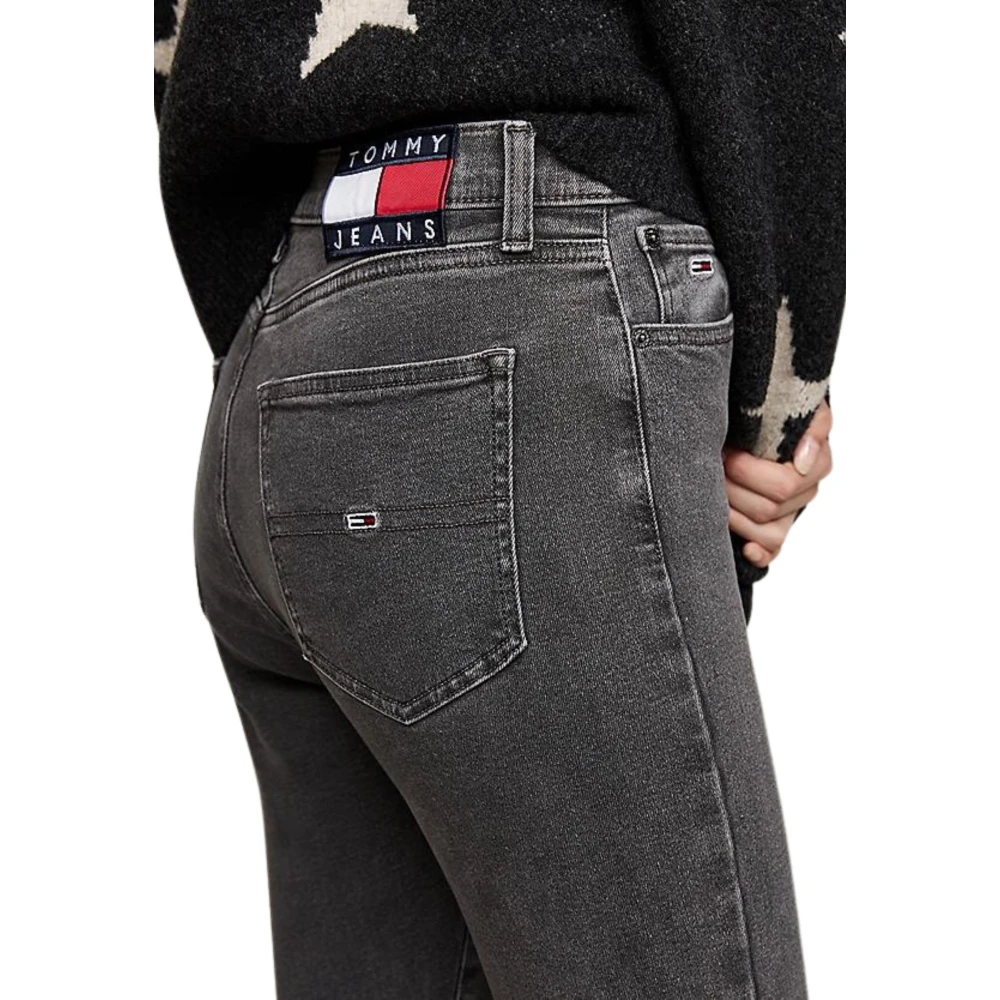 Tommy Hilfiger Zwarte Skinny Fit Jeans met Knoopsluiting Black Dames