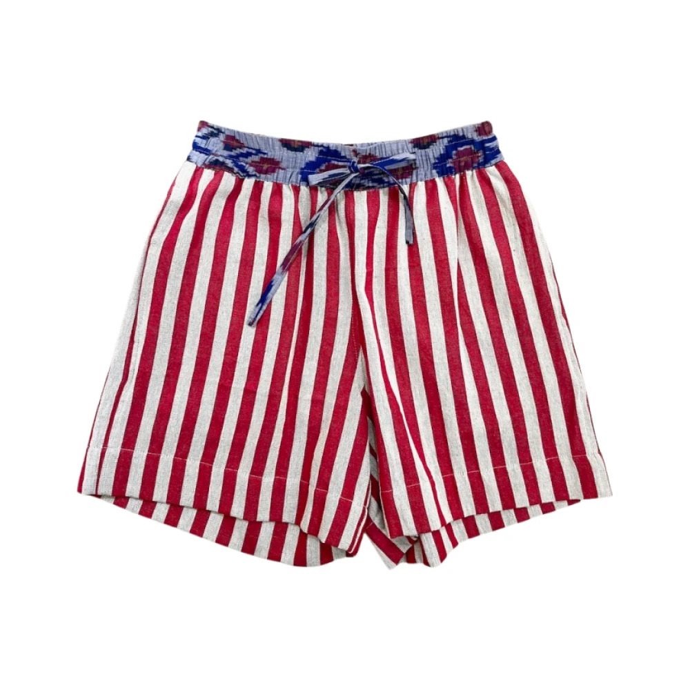 Claramonte Gestreepte katoenen shorts met elastische taille Red Heren