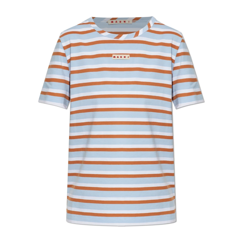 Marni Women's Blue T-Shirts, 2XS, Striped Pattern T-Shirt
