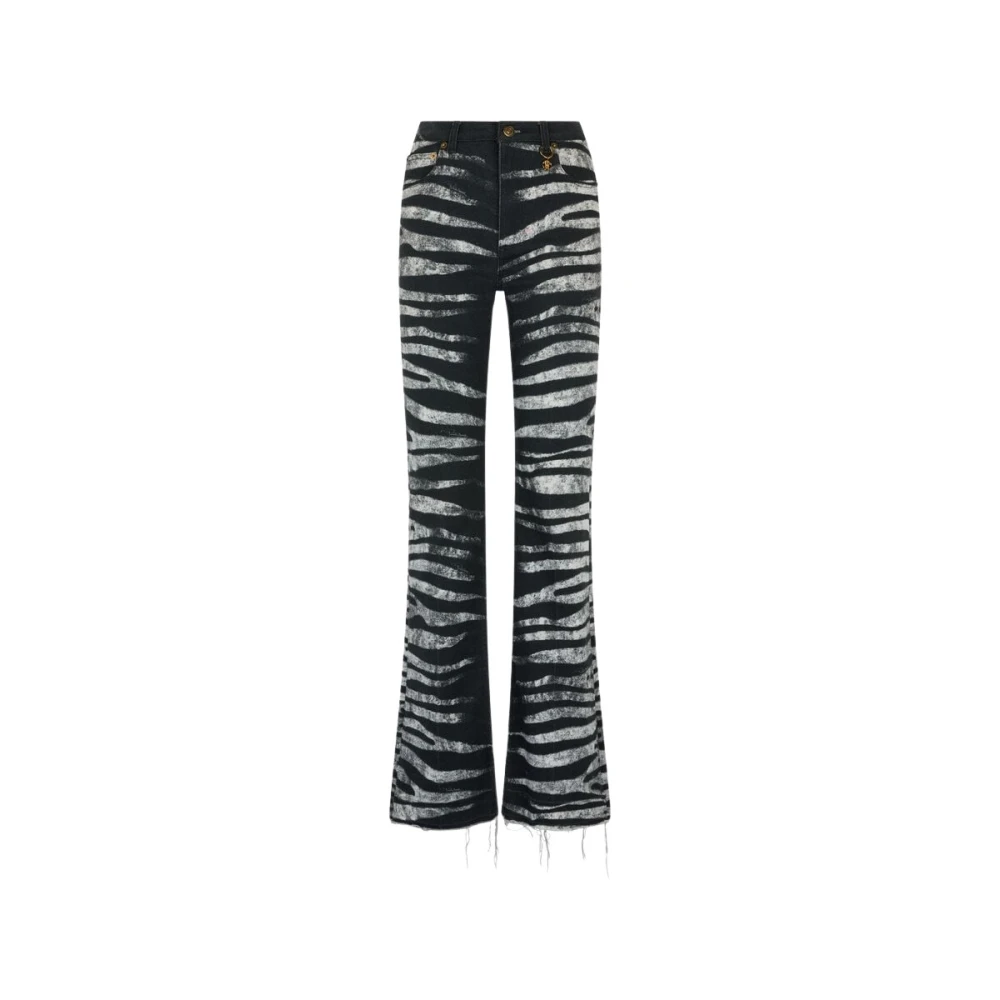 Roberto Cavalli Women's Black Zebra Print Flared Leg Pants