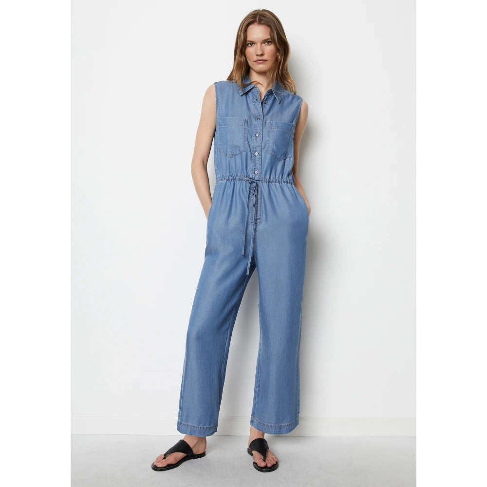 Marc O'Polo Mouwloze jumpsuit met rechte pijpen Blue Dames