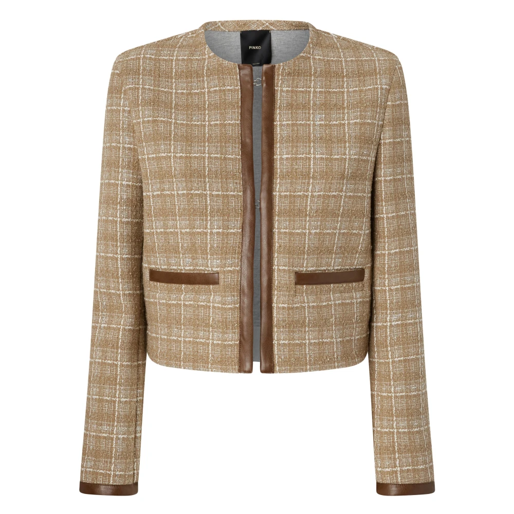 Pinko Women's Beige Light Jackets, M, Tweed Finale Light Jacket