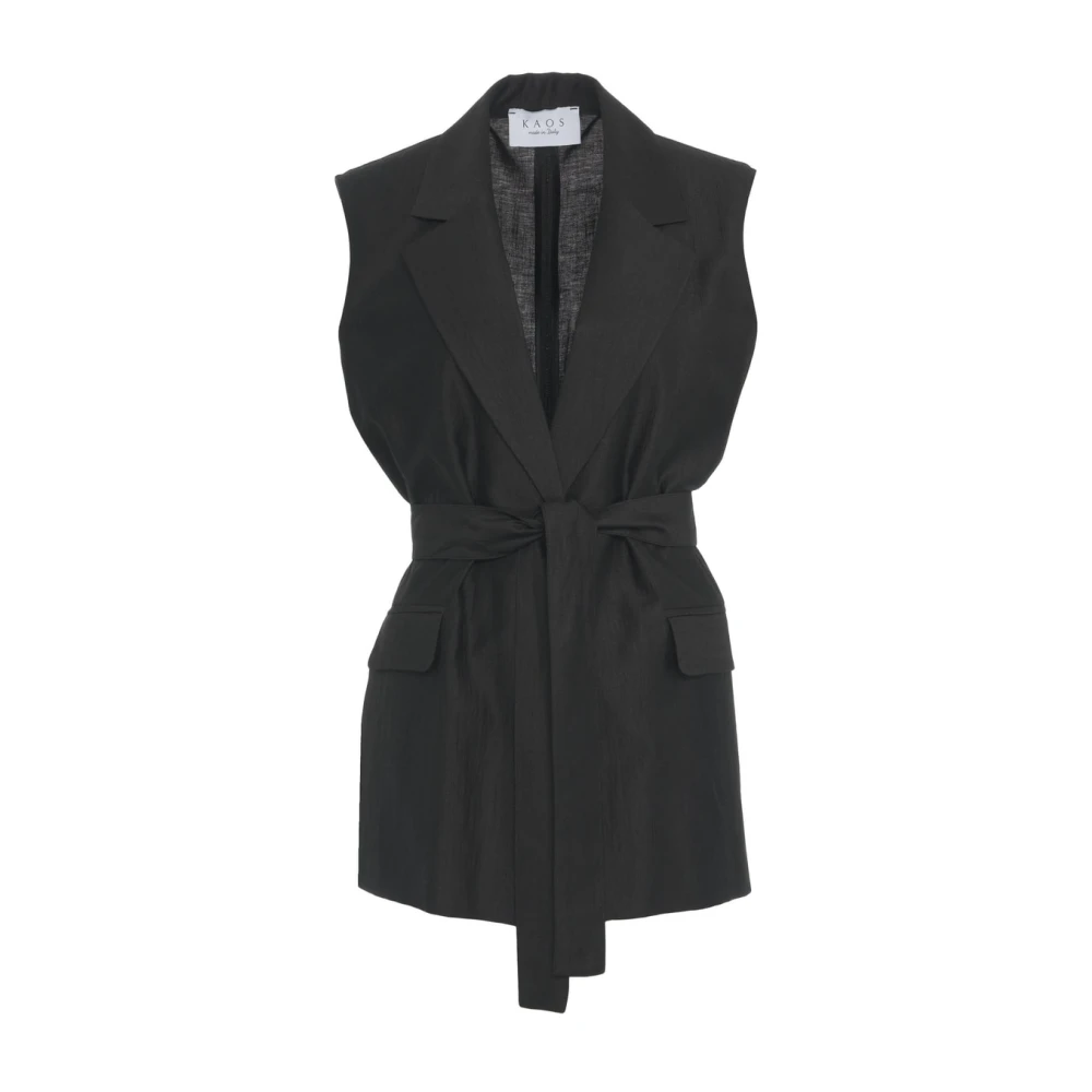 Kaos Zwarte Blazer met Taille Riem Black Dames